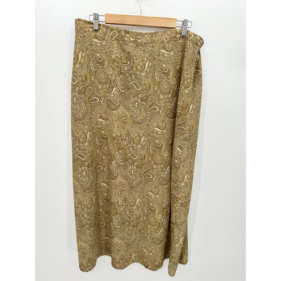 Bagatelle Midi Skirt Women Size 20W Brown Tan Paisley Stretch Waist 90s Y2K - Picture 1 of 7